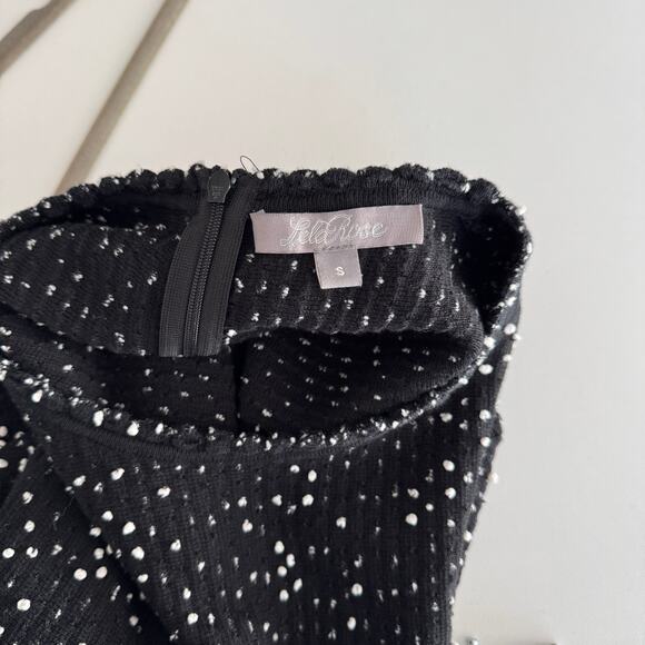 Lela Rose Black White Nubby Boucle Knit Sleeveless Crochet Lace Hem Top Size S - Picture 6 of 7
